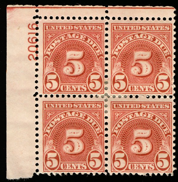 US #J83 PLATE BLOCK, VF/ mint hinged, super fresh plate!