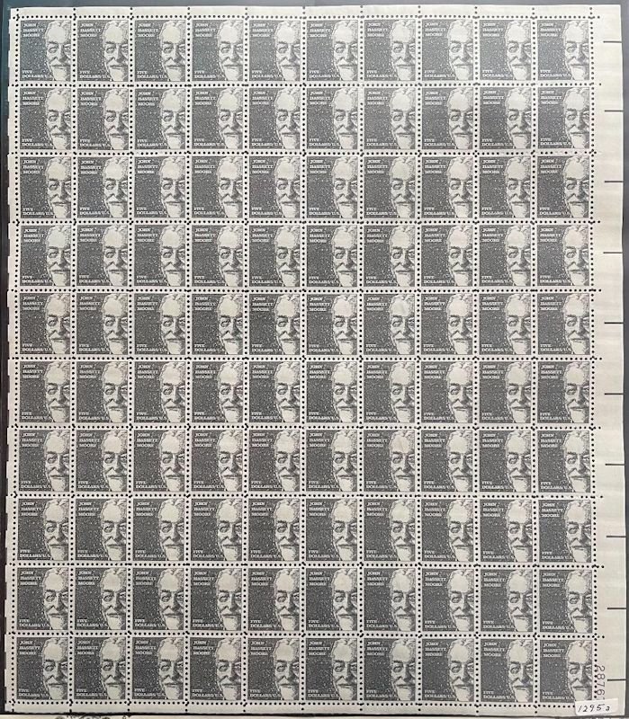 MALACK 1295 $5 Moore, Full sheet of 100, VF OG NH, S..MORE.. sheet1295