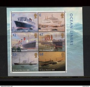 2004 Ocean Liners Miniature Sheet Error of Value 53p instead of 57p fine U/M