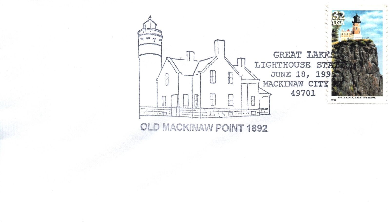 Special Pictorial Postmark Cancel Lighthouse Series OLD Mackinaw Point ...