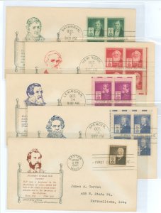 US 889-893 1940 Inventors (part ofthe famous American series) set of five on five matching first day covers with Holland cachets