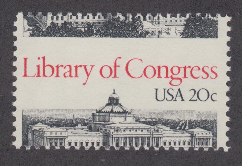 US Sc 2004 MNH. 1982 20c Library of Congress, MISPERF ERROR