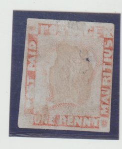 MAURITIUS Scott 3e Mint with Thin 1848 QV Post Paid 1d red-brown CV.$6000.00