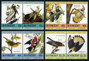 St Vincent 807-810 ab pair, MNH. Michel 790-797. John Audubon's birds, 1985.