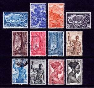 French Equatorial Africa - Scott #166//184 - MH/Used - Short set - SCV $5.85