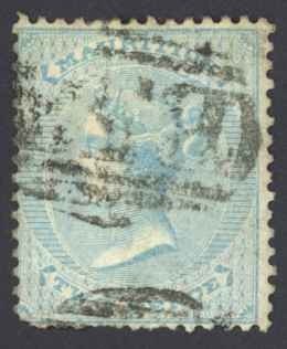 Mauritius Sc# 25 Used 1860-1863 2p blue Queen Victoria 