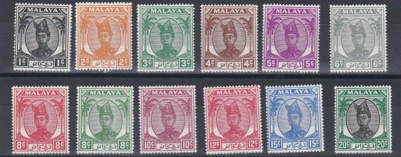 TRENGGANU  1949 - 55  S G  67 - 78  VALUES 1C TO 20C  BLACK & GREEN   MH 