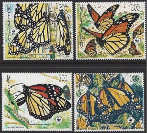 Mexico #1559- MNH set, WWF various Monarch butterflies, issued 1988
