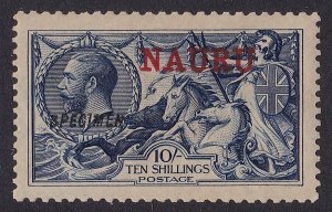 NAURU 1916 KGV Seahorses 10/- SPECIMEN Waterlow printing MNH ** KEY STAMP!