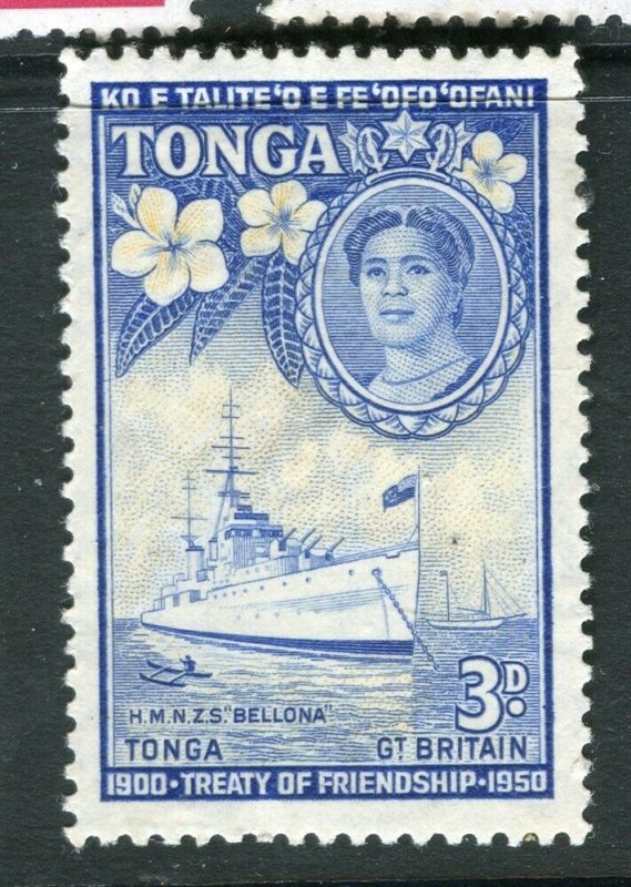 TONGA; 1951 early Treaty issue fine Mint hinged 3d. value