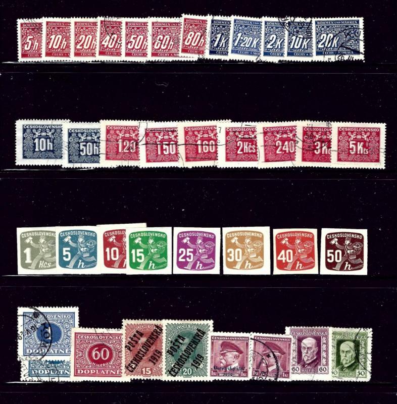 WW22 38 stmps; 1 dup; Czechoslovakia mint and used