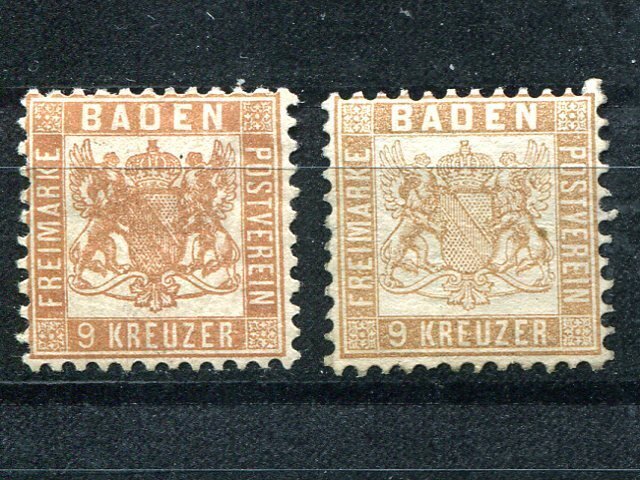 Baden  #23 and #23a  Mint  F-VF- Lakeshore Philatelics