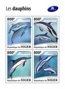 Niger - 2018 Dolphins on Stamps - 4 Stamp Sheet - NIG18515a