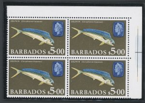 1966-69 BARBADOS, Stanley Gibbons n. 355a - Elizabeth II - $5 - Block of Four, M