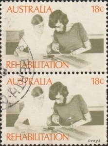 Australia #524 1972 18c Rehabilitation of Handicapped USED-Fine-NH. Pair