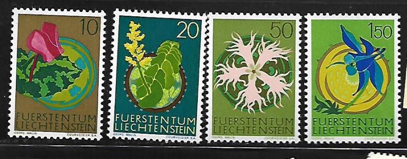 LIECHTENSTEIN, 481-484, MNH, FLOWER TYPE 1970