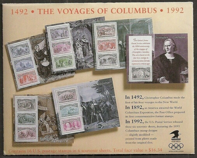 2629a, Set of Six Columbus Souvenir Sheets With Original Envelope - Stuart Katz