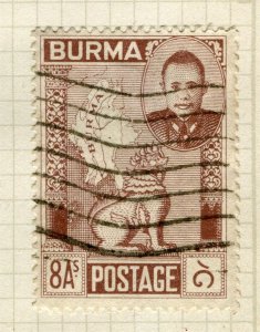 BURMA; 1948 early Independence issue fine used 8a. value