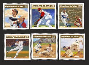 Stamps. Sports Baseball Chad 2022 year ,6 stamps perforated  NEW