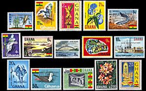 Ghana 356-370, MNH, New Constitution Overprints on Definitives