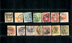 JAq Unchecked  1913-1930 Classic Tazawa 14 stamps Used off paper cancel NIPPON