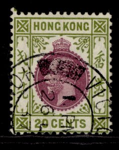 HONG KONG GV SG125, 20c purple and sage-green, FINE USED. CDS