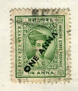 INDIA; HOLKAR 1900s early classic Raja issue fine used 1a. value