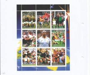 TURKMENISTAN - 2000 - Rugby - Perf 9v Sheet - M L H -Private Issue