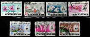 Malaysia Sabah Scott 17-23 mostly used stamp set 17 is MH*
