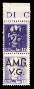 Trieste Zone A #Sass. 11c Cat€250, 1945 A.M.G. V.G., 10L violet, vertical s...