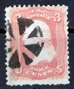 USA, 1861, George Washington, Pink 3¢,SC #64,USED, INTERESTING CANCELLATION,F,NG