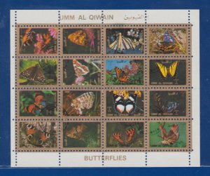 Umm Al Qiwain - Butterfly Stamp - Used Souvenir Sheet