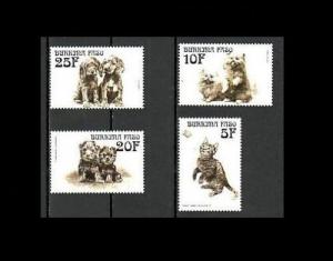 Burkina Faso - Animals Dogs Demestic Cats Pet Mammals Butterflies Stamps MNH