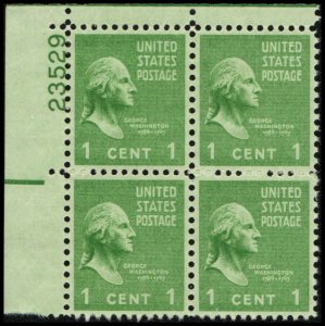 US #804 WASHINGTON MNH UL PLATE BLOCK #23529