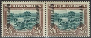 SOUTH AFRICA 1929 OFFICIAL OX WAGON 2/6 PAIR LONDON PRINTING
