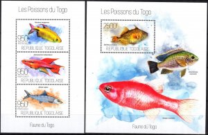 Togo 2013 Marine Life Fishes Sheet + S/S MNH