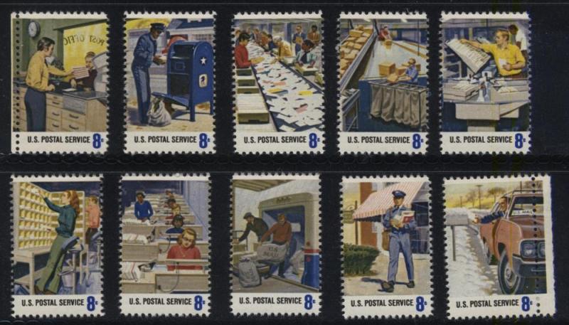 US, MNH, #1489-#1498, 8ct. Postal Service Employees issue