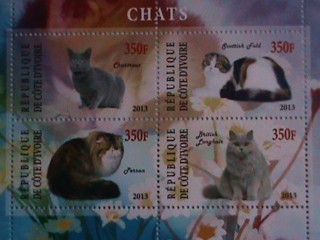 2013 REPUBLIC OF IVORY COAST-COLORFUL LOVELY CATS MINI SHEET