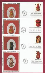 1979 15c PENNSYLVANIA TOLEWARE #1775-1778, 4FDCs, Colorano