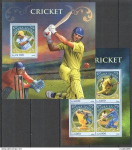 2016 Sierra Leone Sport Cricket Kb+Bl ** Stamps St381