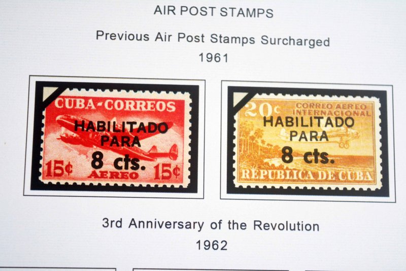 COLOR PRINTED CUBA AIRMAIL 1927-1980 STAMP ALBUM PAGES (56 illustrated pages)