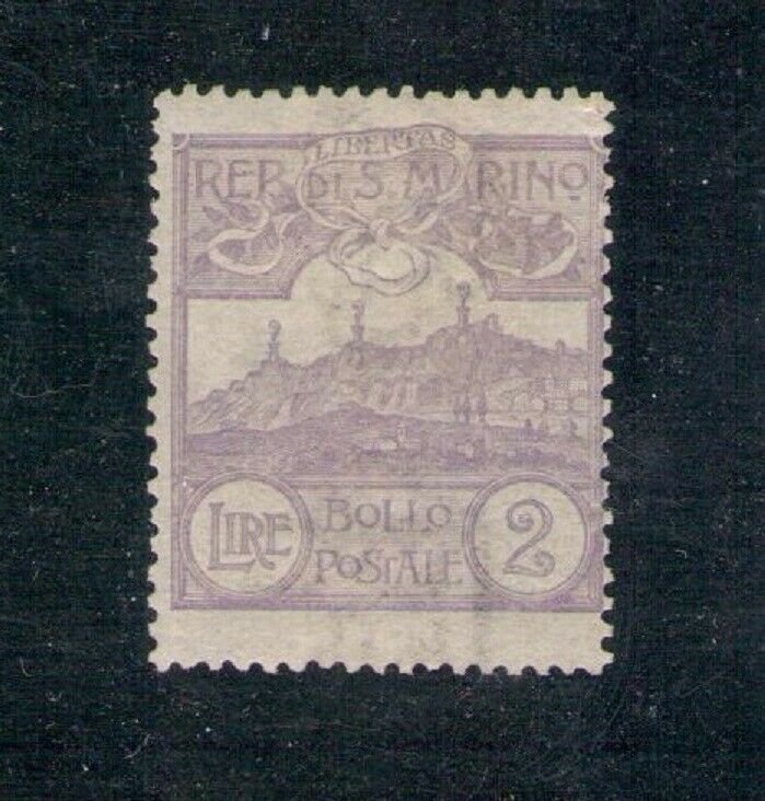 1903 San Marino, N°44, 2 Lire Violet, Certificate Zanaria, Mlh