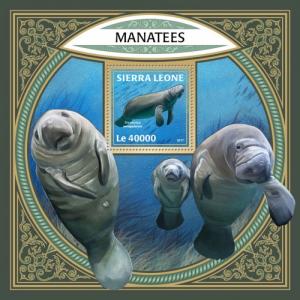 SIERRA LEONE - 2017 - Manatees - Perf Souv Sheet - MNH