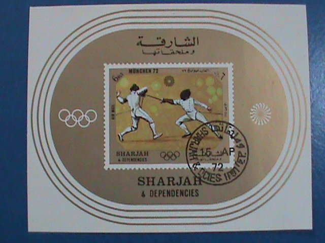 SHARJAH-STAMP:- 1972-   OLYMPIC MUNIVH'72 - CTO AIR MAIL S/S SHEET NOT HING