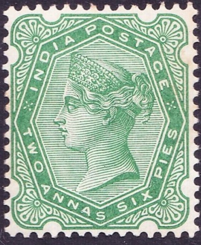 INDIA 1897 QV 2 Anna 6 Pie Pale Blue-Green SG104 MH