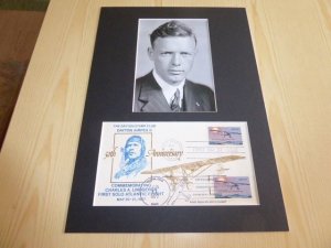 Charles Lindbergh USA FDC Cover and mounted photograph mount size A4