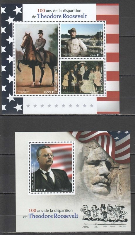 B0442 2019 Usa President Theodore Roosevelt 1Kb+1Bl Mnh