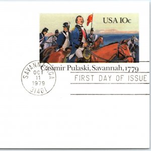 US POSTAL CARD STATIONERY FIRST DAY OF ISSUE CASIMIR PULASKI SAVANNAH 1879-1979