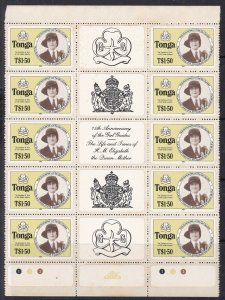 TONGA ^^^^^^  sc# 610a Rarer  MNH  BLOCK of 10( Girl GUIDES)$ 99.25@ sc615tonga