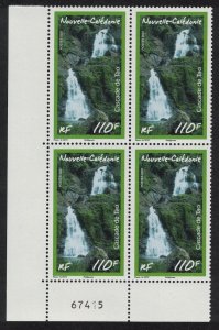 New Caledonia Waterfalls Corner block of 4 Control Number 2007 MNH SG#1431